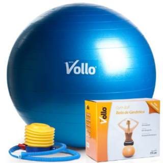 BOLA GINASTICA 75 CM - GYM BALL (AZUL) C/ BOMBA